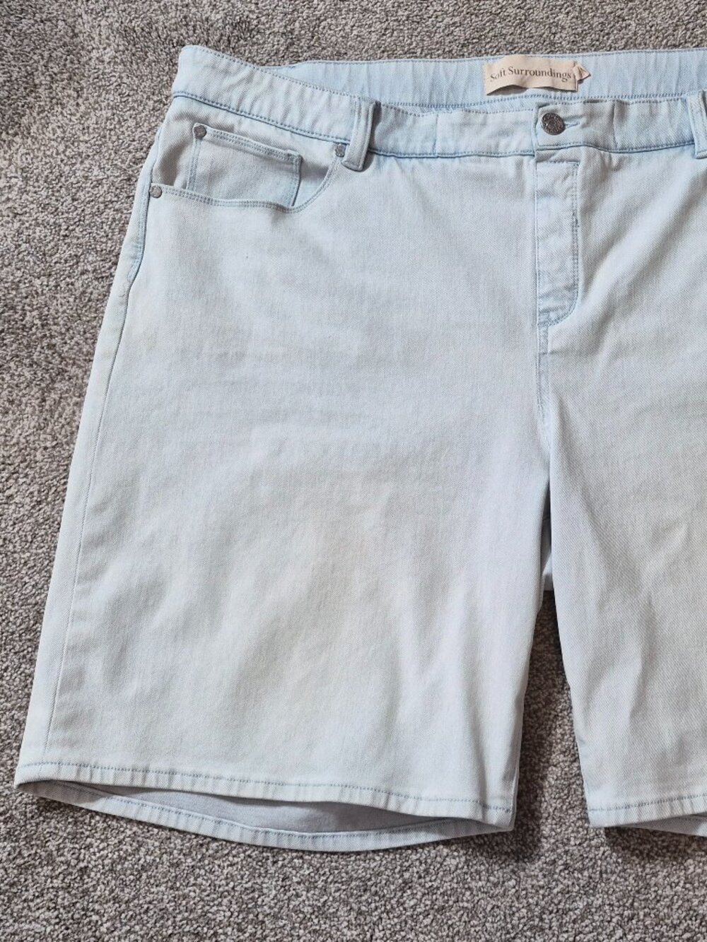 SOFT SURROUNDINGS Light Blue Stretchy Denim Pull-On Jean Shorts; Size 3X
